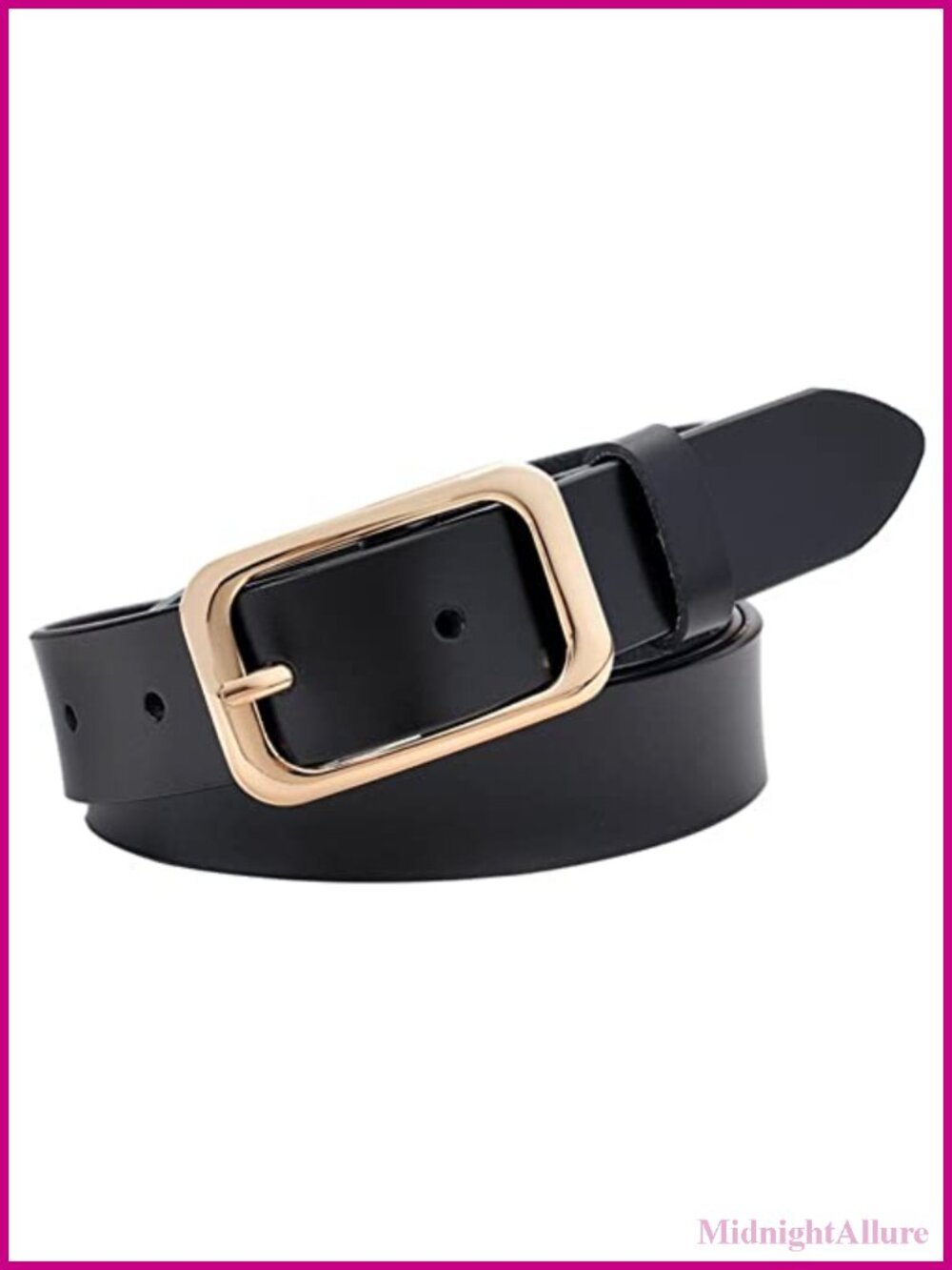 Genuine Leather Women's Belt with Gold Buckle Adjustable Waist Belt